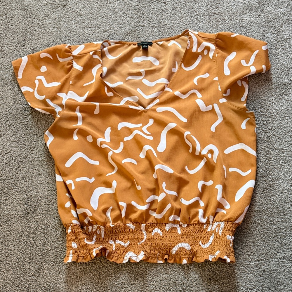 Ann Taylor Factory Orange Patterned Blouse